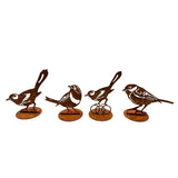 Set 4 Asst Rust Laser Cut Birds on Base 19cm V637-74150BRD