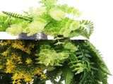Silver Framed Roof Hanging Disc With Bright Tropical Foliage Mix and Draping Ferns 40cm UV Resistant V637-DP80108