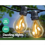 59m LED Festoon String Lights Outdoor Christmas Decorations Wedding Garden Party LIGHT-B-A19-60-WW