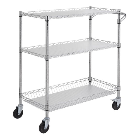 VEVOR Kitchen Utility Cart, 3 Tiers, Wire Rolling Cart, Steel Service Cart on Wheels, Metal Storage V952-WGCFTCCB350X1RH9BV0