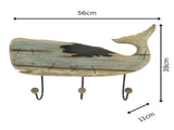 Handcrafted Whale Wall Hanging w 3 Hooks 56cm V637-12813WHL