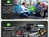 3-Inch HD 1080P Dash Cam - Front, Rear, and Left Recording, 19x12x8cm V888-ELOSUNG28349