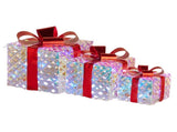 Christabelle Set of 3 Christmas Gift Boxes Display With Lights in Clear Shimmer and Red 112_MHA519