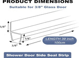 4-Pack Frameless Shower Door Side Seal for 3/8 Inch Thick Glass Doors Stop Shower Leaksnd Create V1258-DP02-C-616