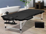Zenses Massage Table 55cm Portable 2 Fold Aluminium Beauty Bed Black MT-ALUM-2FOLD-BK-55
