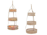 Hanging Fruit Basket Rattan 3 Tiers Multifunctional Foldable Elegant Style Easy Installation Hanging V1294-YM0715-3118210370211