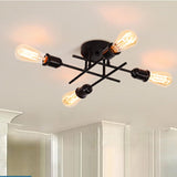 Industrial Semi Flush Mount Chandelier, Black V178-39661