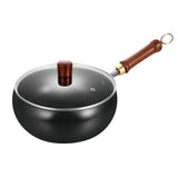 Hand-Forged Uncoated Iron Wok Pan with Glass Lid Big Belly Stir Fry Pan for Searing & Sauting V1366-AZ2-W-12847