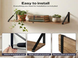 Levede Floating Wall Shelves 3Pcs Rustic Wooden Storage Display Bookshelf Rack WS1014-NT-3PC-AU