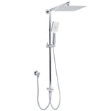 Chrome Square 10" Twin Shower Head Handheld Sliding Rail Set Wall Inlet Diverter V1233-HS002M4CSC842KSS110