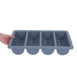 Plastic Utensil Organizer Grey 4 Grid Drawer Tray for Flatware Storage V1369-AZ3-W-13115