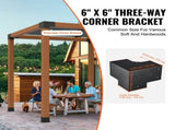 Pergola Bracket Kit 152x152mm, 4pcs 3-Way Heavy Duty Corner Bracket Woodworks DIY Post Base Kit, V952-LPJJST4PCS6XOAPMSV0