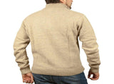 100% SHETLAND RAGG WOOL Half Zip Up Knit JUMPER Pullover Mens Sweater Knitted - Oat Marle - M V563-SW-HZ-OATMARLE03-M