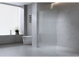70cm Reeded Glass Shower Screen with White F-Brackets and Floor F-Bracket V63-916541
