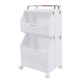 Rolling Storage Cart Multifunction Utility Rolling Storage Organizer Folding Laundry Basket with 4 V1294-YM0901-3117240250911
