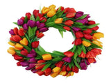 Tulip Wreath for Spring, Red Tulip Valentines Wreath for Front Door, Indoor Outdoor Home Office Wall V1366-AZ2-W-16386
