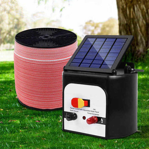 Giantz Fence Energiser 8KM Solar Powered Electric 1200M Poly Tape SFC-FIK-TAPE-1200M-8KM