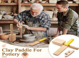 3 Pieces Pottery Clays Set Includes Wooden Paddles Sculpture Pad Bevel Cutter for Angle Cutting V1259-DP01-A-1209
