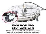 Jet-USA 24" Stainless Steel Pressure Washer Surface Cleaner, 3/8" Fitting, with Yoke Handlebar, For V219-PRWCLNJT24SA
