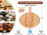 Reversible Wood Deviled Egg Platter and Charcuterie Board Thicken Egg Tray Countertop Refrigerator V1369-AZ3-W-01776