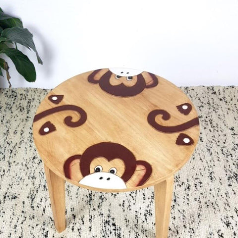 Hand Carved Children's Table Wooden MONKEY Theme V277-HCCTWMT