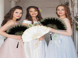 12 Sets Marabou Feather Fan Bulk 20s Folding Fan Wedding Party Favor Lace Vintage Embroidered V1258-DP02-C-2277