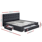 Artiss Bed Frame Double Size with 4 Drawers Grey AVIO BFRAME-F-AVIO-D-CHA-ABC