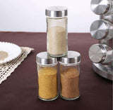 20 Glass Jars with Labels, Transparent, Rotating Spice Tower V1237-ZY-506-0001