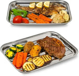 2 Pack Stainless Steel BBQ Grill Baskets, Perforated Grilling Trays for Vegetables and Meat on V1189-LC-HW-00574