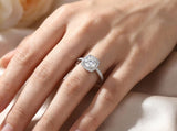 Elegant Square Moissanite Ring 1 Carat Halo Design in S925 Sterling Silver Adjustable Band for V1107-CS-MSSZJ