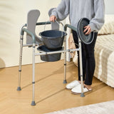 Commode Chair, Bedside Commode with Padded Seat and Arms, 7-Level Adjustable Height, 5.8L Removable V952-WLLGS350BLRZ8J6E0V0