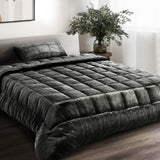 Giselle Bedding Faux Mink Quilt Charcoal Single QUILT-FM-CHAR-S