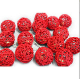 1 Set of Red 5cm Rattan Cane 50 Ball Battery Powered LONG 5m String Lights Christmas Gift Home V382-REDRATTBALLBATT50