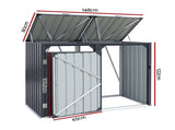 Giantz Bin Shed Double Wheelie Waste Bins Storage Steel Garden Enclosure Grey SHED-2BIN-STEEL-BK