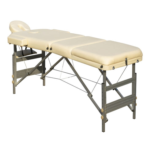 YES4HOMES 3 Fold Portable Aluminium Massage Table Massage Bed Beauty Therapy Beige V278-3FOLD-ALUM-57F-BE