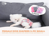 Rooster Farms Female Dog Diapers Small 3Pk - Washable Reusable Nappies Hook/Loop V238-SUPDZ-41365730230352