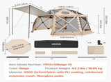 Pop up Gazebo Screen Tent, 3.6x3.6 m, 13-Sided Spherical Camping Canopy Tent with Removable Top & V952-TMZPQXK13M1254U9V001V0