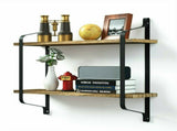 2 Layer Wood Wall Shelves Home Decor Floating Shelf Metal Hanging Storage Rack V767-ZJJ204