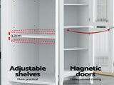 Artiss 2X Bathroom Storage Cabinet 160cm Tall Slim Floor Cupboard Toilet Glass Door White FURNI-C-BATH-TB02-WHX2