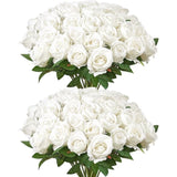 VEVOR 60 Pcs White Rose Artificial Flowers Realistic Bouquet for Xmas Home Decor V952-RZMGHSBS60PC37DSG001V0