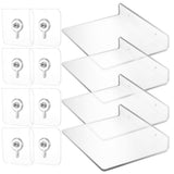 4Pcs Floating Shelves Transparent Acrylic Wall Mounted No Drill Storage for Kitchen Bathroom V1370-AZ4-16945