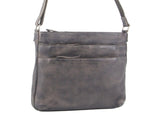 Milleni Ladies Nappa Leather Zip Closure Cross Body Bag Travel - Slate V563-NL2439-SLATE