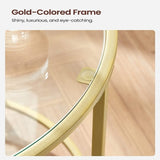 VASAGLE Round Side Tables Set of 2 Tempered Glass with Steel Frame Gold V227-9101101023063