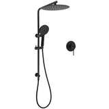 WELS Matt Black Dual Shower 12" Large Shower Rain Head Handheld Silde Wall Rail Mixer Set V1233-C4902B22PHR002M4CBKSR112BKRD201B