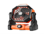 Black and orange Portable Outdoor Camping Fan with LED Light - Rechargeable USB Tent Fan for V888-ELOSUNG40352