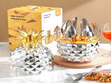 Silver Creative Pineapple-Shaped 410 Stainless Steel 24-Piece Cutlery Set - Elegant 6-Person Dining V888-ELOSUNG17144