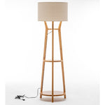 168cm Large Bamboo Wooden Tripod Floor Lamp Light Modern Linen Shade w Shelves V563-75140