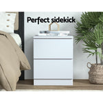 Artiss Bedside Table 2 Drawers - PEPE White FURNI-E-PURE-WH