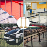 Stanchion Post Barriers 6-Set Line Dividers, Stainless Steel Stanchions with 6.6 Red Retractable V952-GLZ-CBTZ-JS-6JT01V0