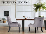 4X French Provincial Dining Chair Ring Studded Velvet Rubberwood Leg LISSE GREY V274-FT-VFC-1141-GY4